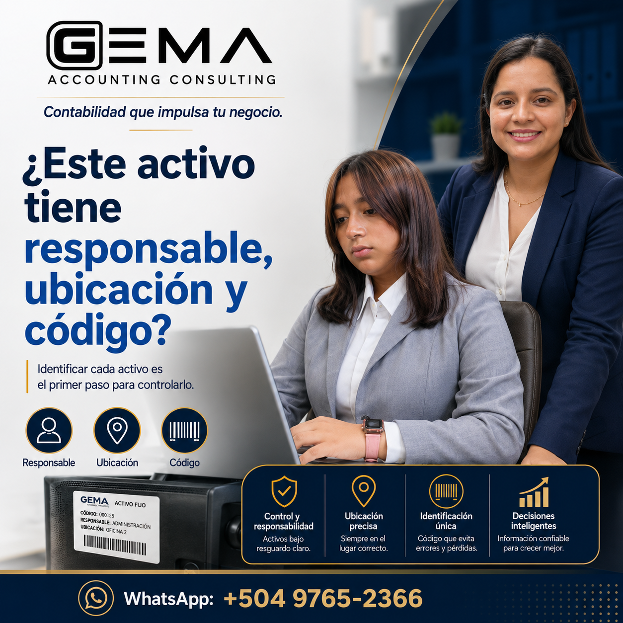 Campaña GEMA: este activo tiene responsable, ubicación y código